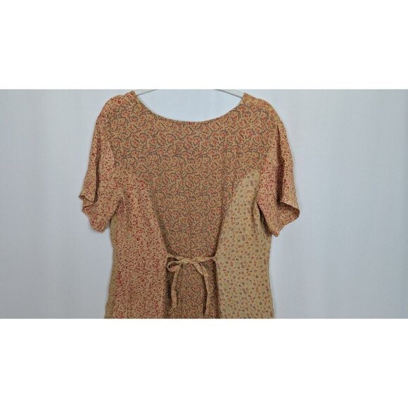 Vintage 90 Y2K Scared Threads XL Midi Dress Patchwork Floral Tie Back Bohemian - Picture 7 of 11